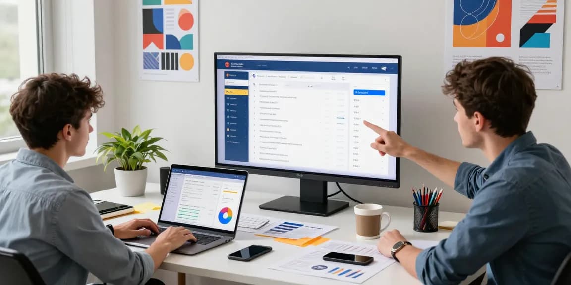 Buy app installs through a modern team collaboration scene showcasing developers analyzing app performance.