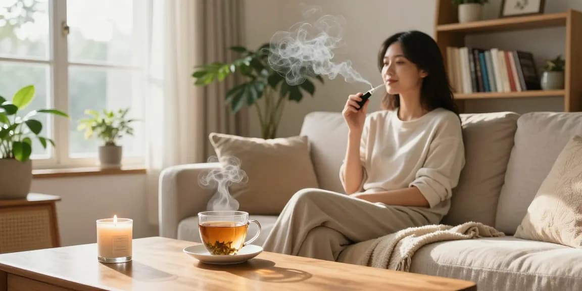 Experience the serene appeal of cbd vape in a cozy home setting.
