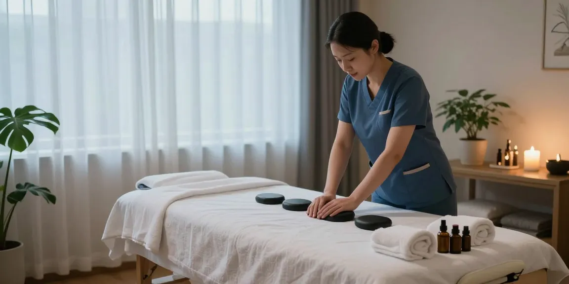 Relaxing 시흥출장마사지 scene with soothing ambiance, essential oils, and calming decor.