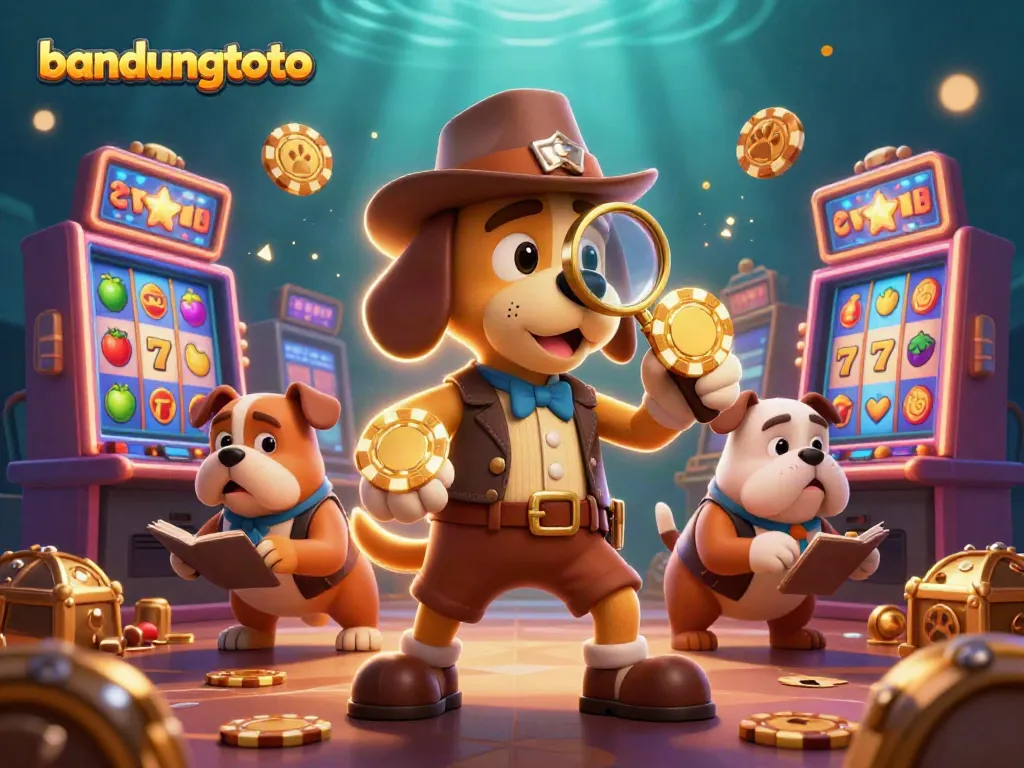 Engage with bandungtoto, exploring a vibrant casino scene with characters uncovering poker chip clues.