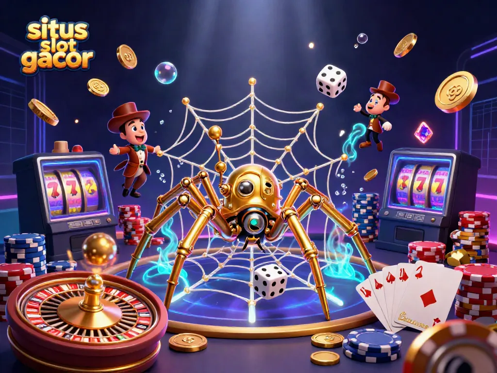 Engage with situs slot gacor through a vibrant 3D illustration depicting gameplay excitement.