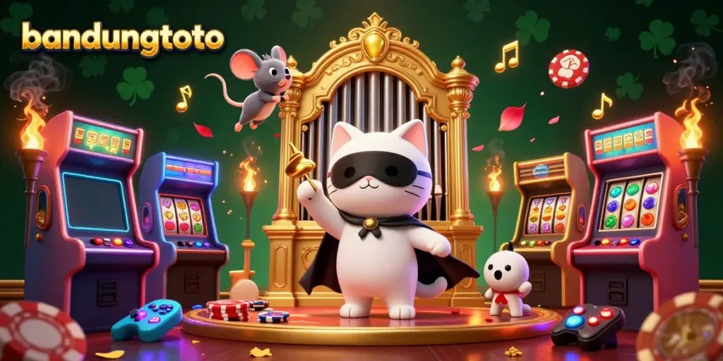 Experience the thrilling world of bandungtoto with this vibrant 3D casino scene featuring rich game elements.