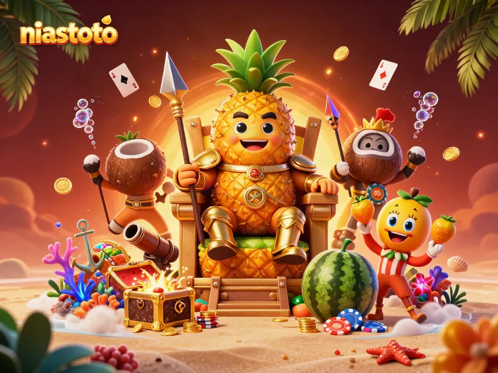 Engage with niastoto as the golden pineapple king leads a vibrant casino scene filled with gold and treasures.
