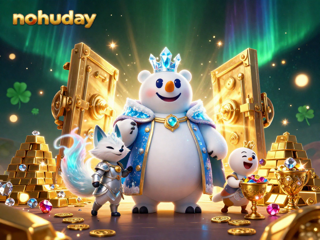 Experience thrilling jackpots at nohuday with cartoon characters in an enchanting casino scene.