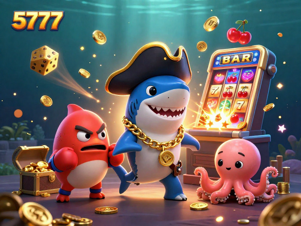 Join 5777 for thrilling casino adventures with an exciting pirate shark and treasure-rich characters!