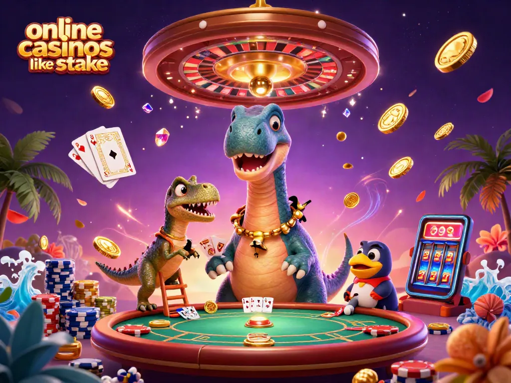 Play thrilling games at online casinos like Stake with a brontosaurus and clever raptor delivering cards.