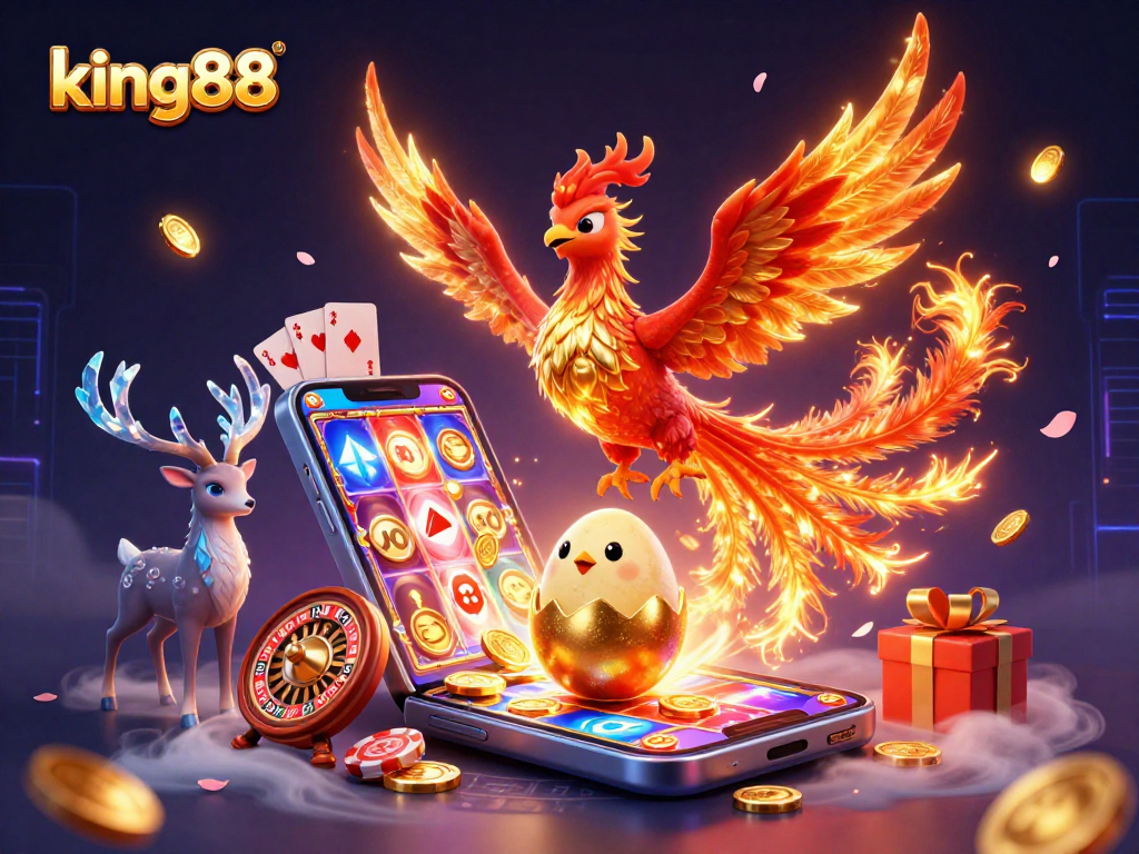 Experience thrilling gameplay at king88 with a vibrant phoenix in a dynamic casino atmosphere.