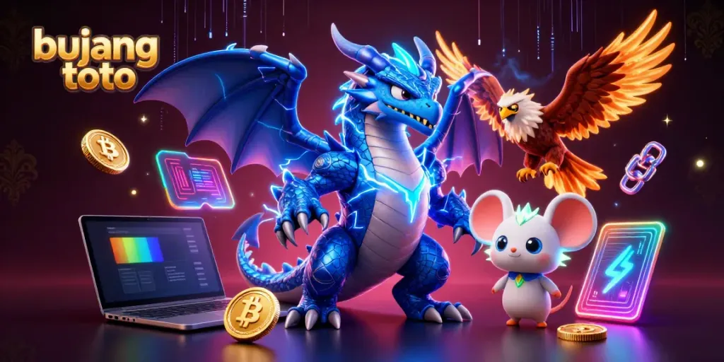 Experience the thrill of bujang toto gaming with an engaging 3D scene showcasing vibrant characters and digital elements.