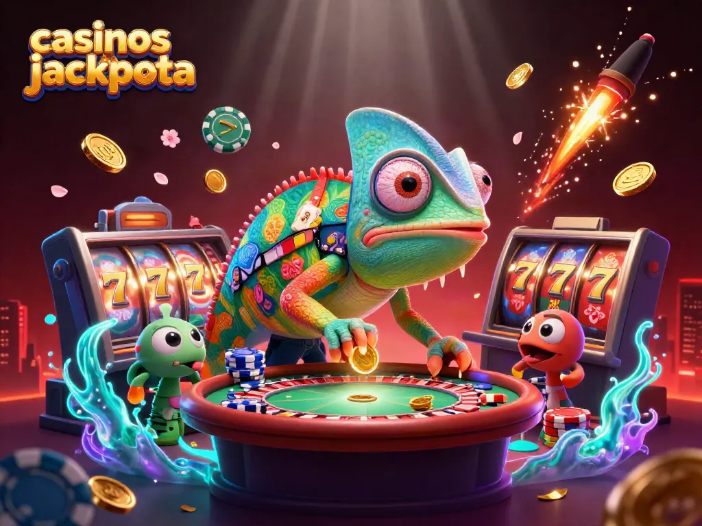 Players enjoy casinos like jackpota while chasing golden coins in a vibrant casino atmosphere.