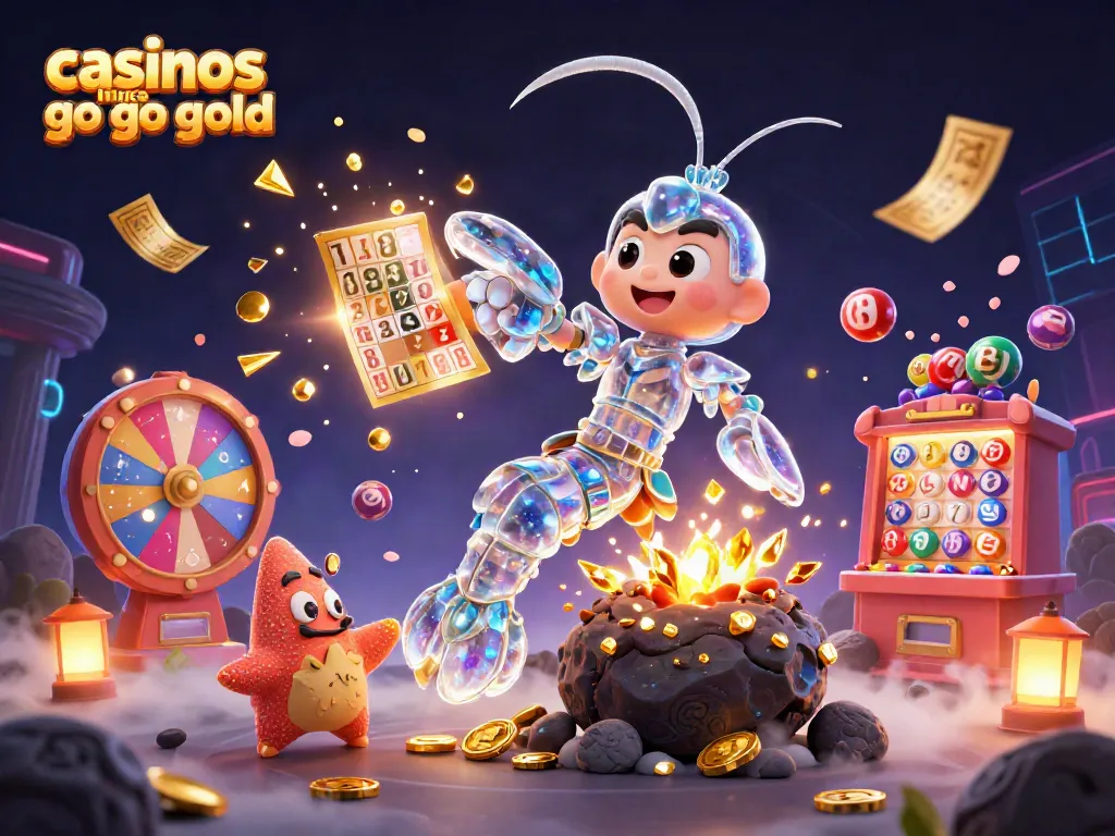 Engage with casinos like go go gold, featuring a dynamic scene of a galactic samurai mantis shrimp and gaming elements.