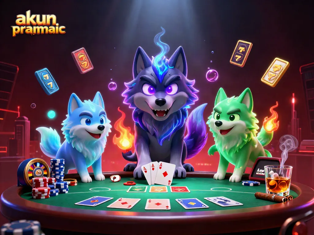 Engage with the thrilling world of akun pragmatic at the poker table with magical wolves and vibrant game elements.