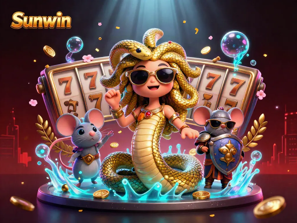 Spin and win with Sunwin's vibrant casino games illustrated in a dynamic 3D scene.