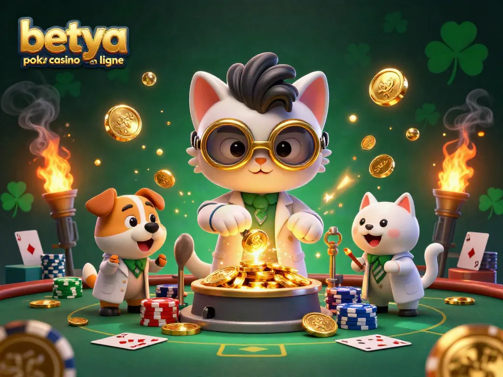 Experience the excitement at betya poker casino en ligne featuring colorful poker elements and animated characters creating a vibrant scene.