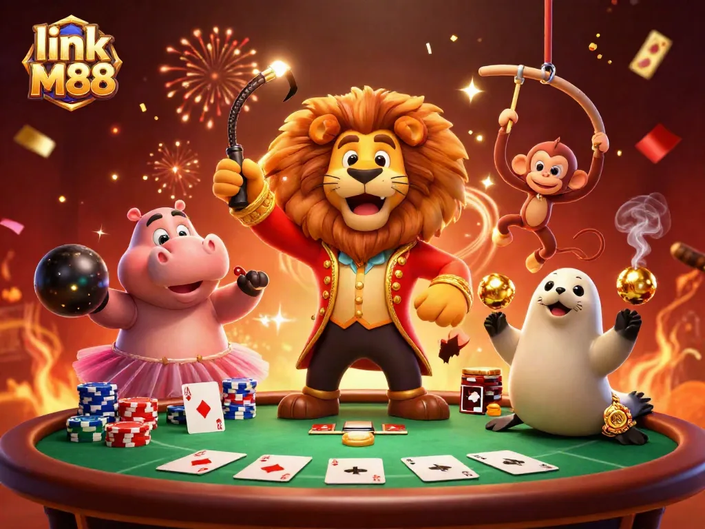 Experience the thrill of link M88 with vibrant 3D casino characters in an exciting gambling scene.