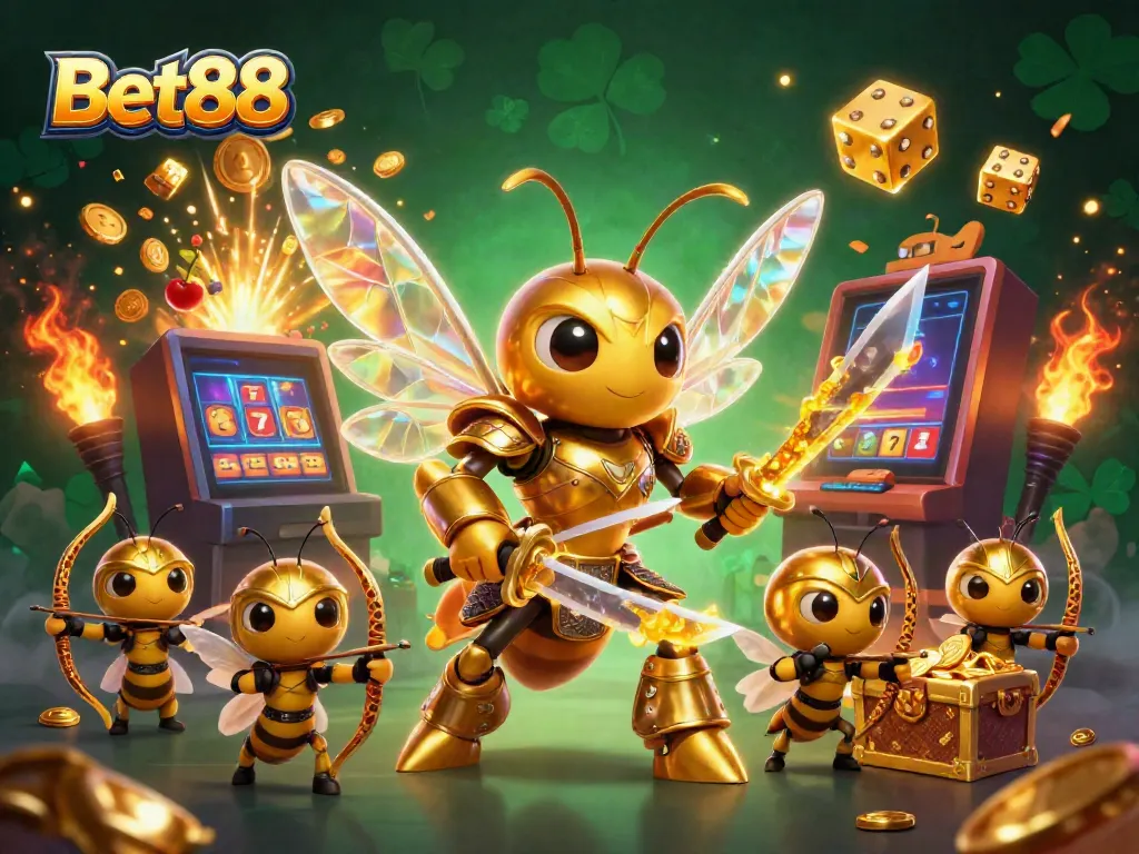 Bet88 phát nổ jackpot với cảnh sắc sống động từ máy đánh bạc và những chú ong samurai.