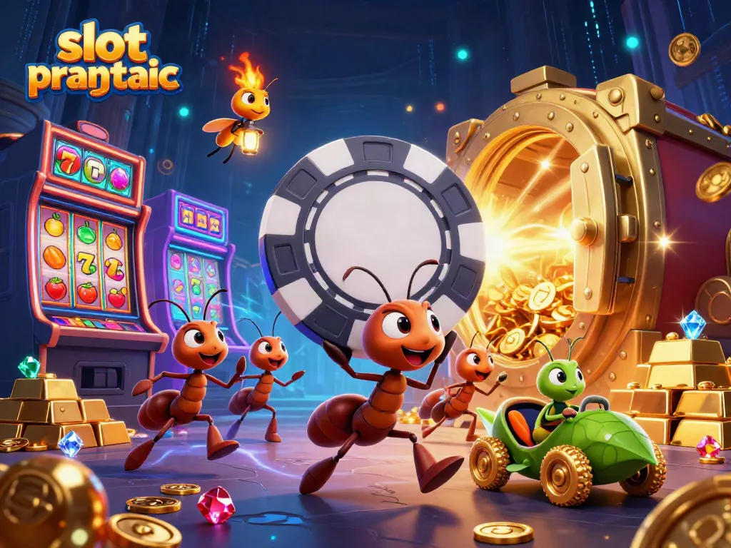 Engage with slot pragmatic adventures as ants heist a giant poker chip through colorful slot games.