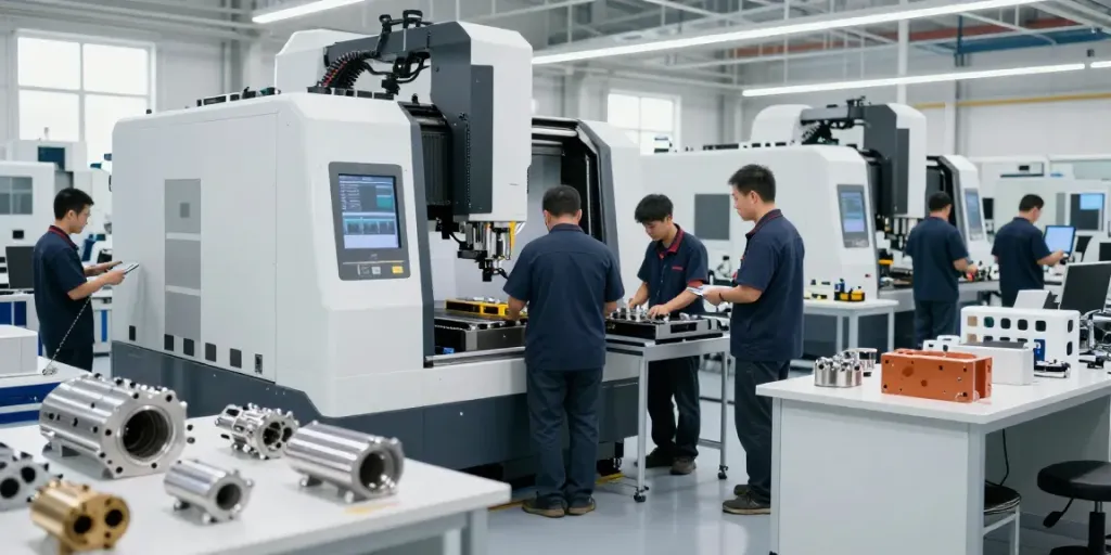 Leading aerospace CNC parts manufacturers showcasing precision machining processes in a modern facility.