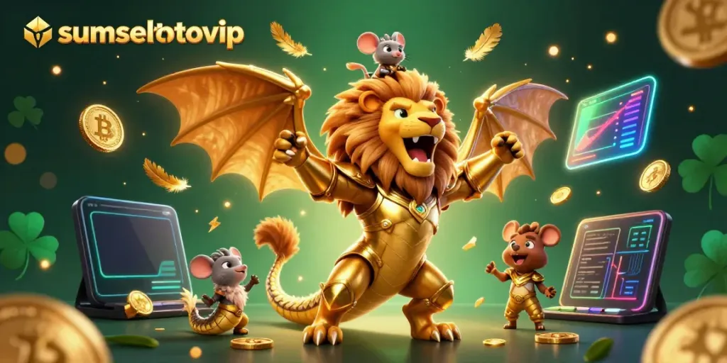 Engage in thrilling gameplay at sumseltotovip, surrounded by detailed 3D casino elements promoting VIP access.
